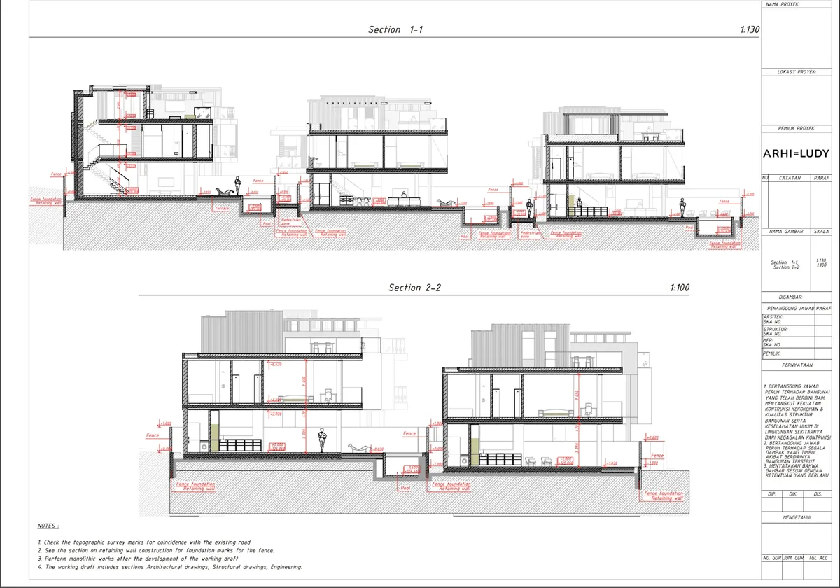 Villas vue de côté