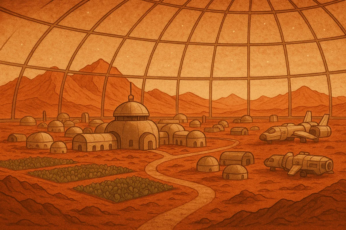Représentation d'une colonie sur Mars