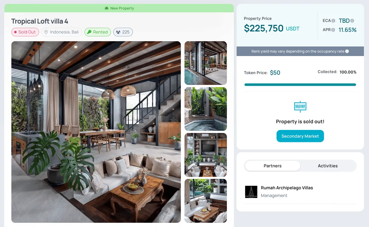 Villa Tropical Loft à Bali, exemple de bien tokenisé sur l'application investissement immobilier Binaryx