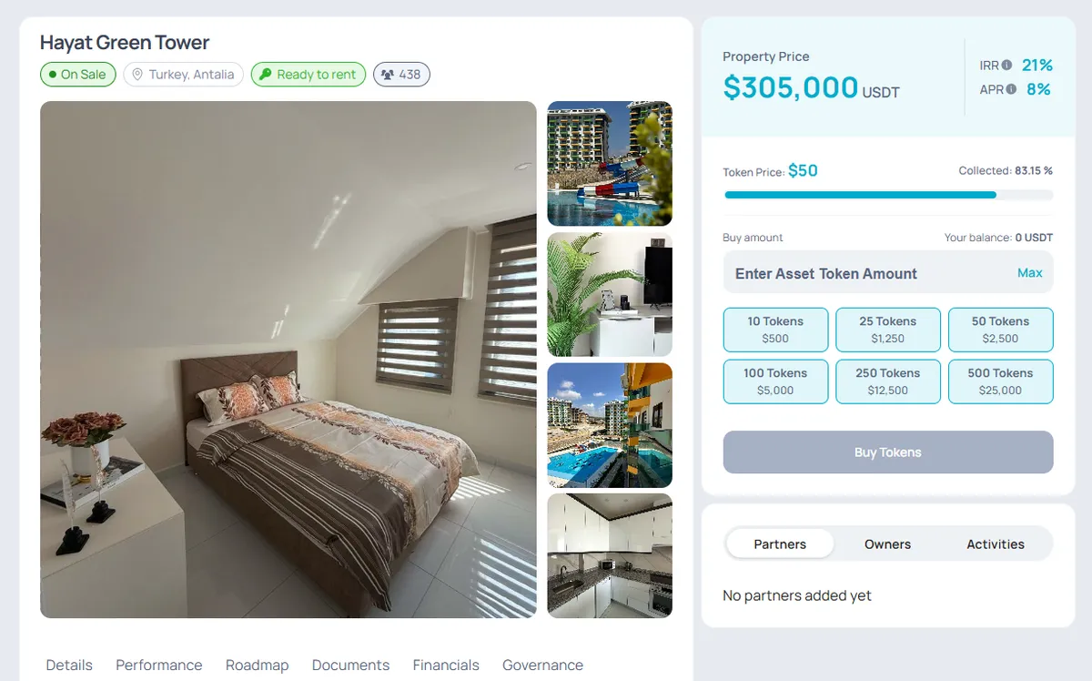 Appartement Hayat Green Tower Alanya, opportunité Binaryx pour démarrer dès 500$