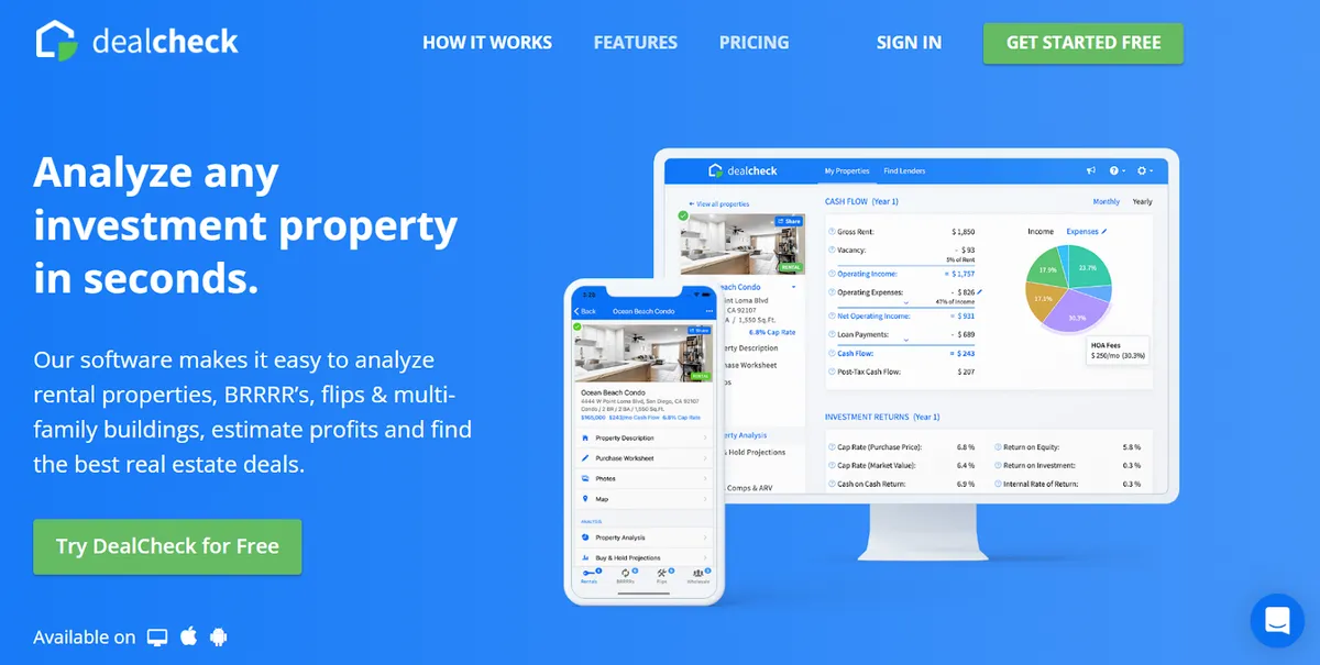 DealCheck, calculateur de rentabilité immobilière pour investisseurs