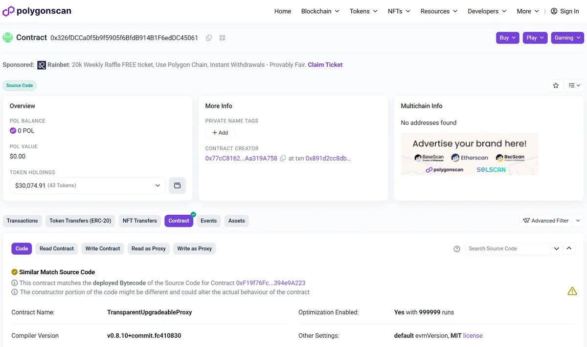 Cliquez sur l'onglet « Contract » et restez dans la section « Code »
