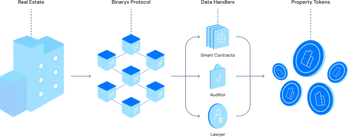 Schéma du processus de tokenisation Binaryx avec création de société Wyoming
