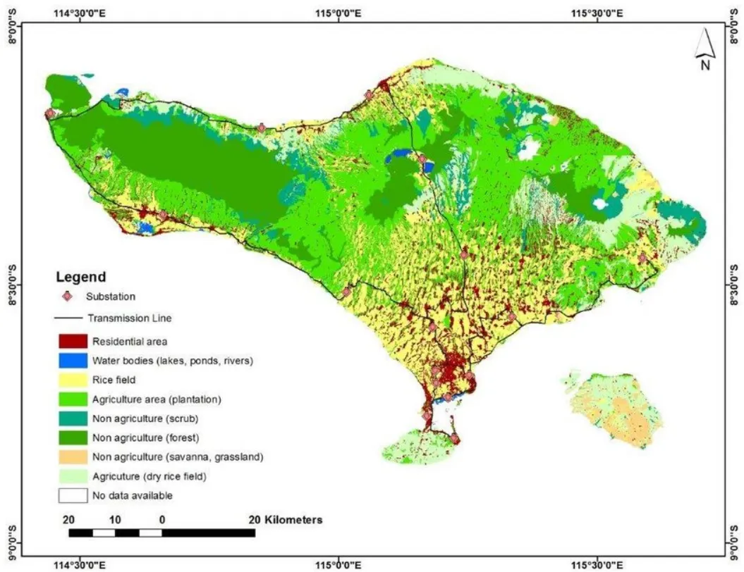 Zones de zonage des terrains à Bali