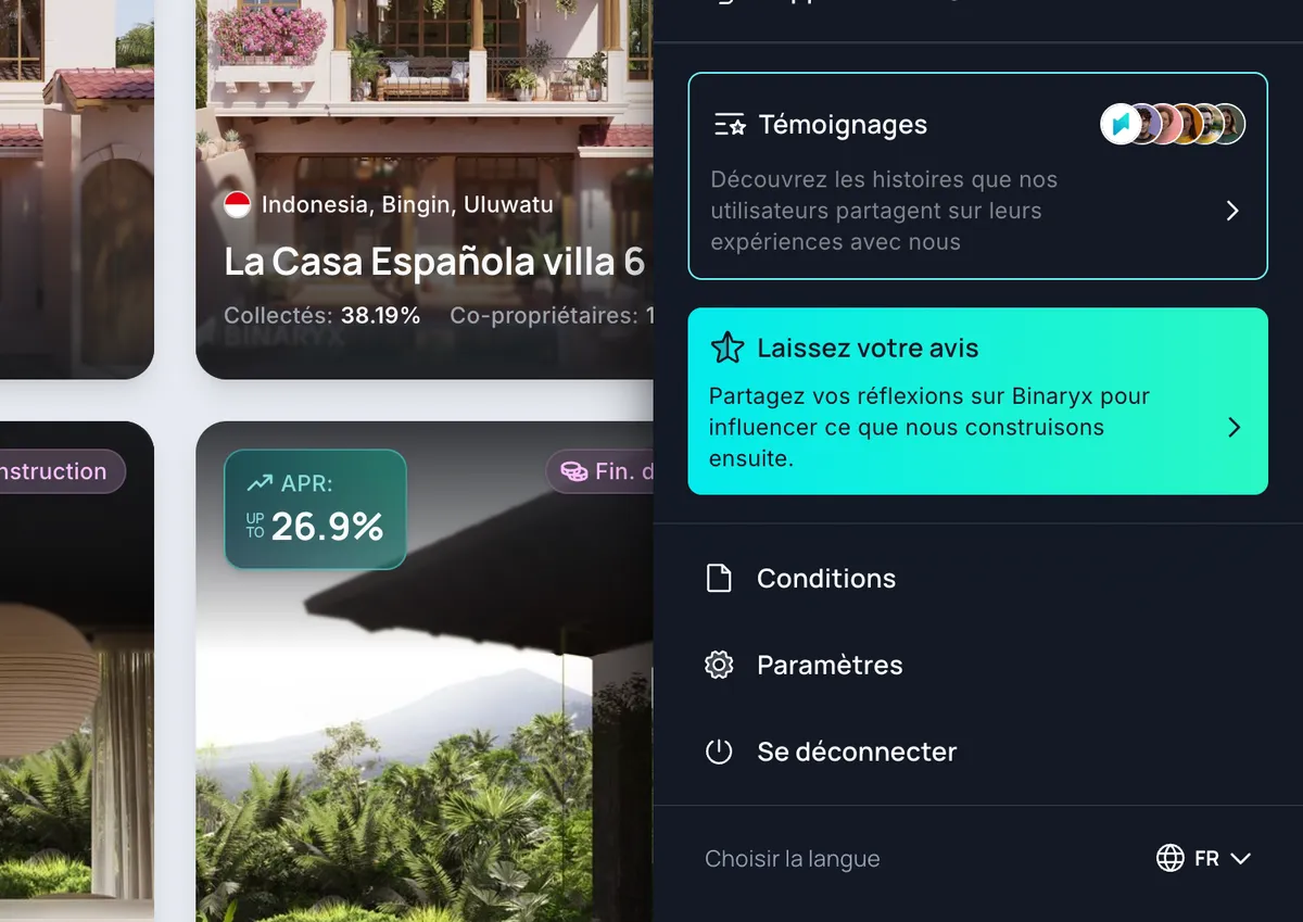 Avis Trustpilot intégrés dans la plateforme Binaryx