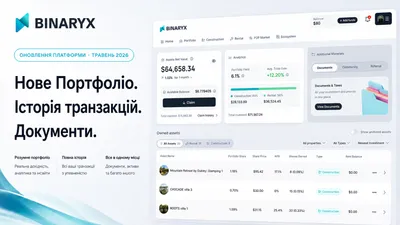 Оновлення платформи Binaryx: травень 2026 — нове Портфоліо, Історія транзакцій та Документи