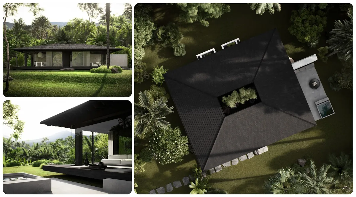 Vue aérienne de la ceinture verte d'Ubud avec rizières et canopée tropicale
