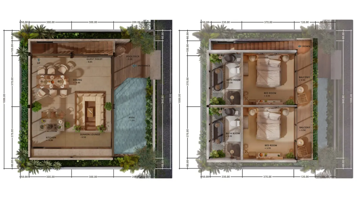 Plan du rez-de-chaussée Tropical Loft