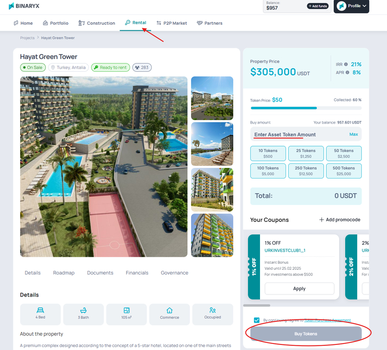 Buy Rental tokens