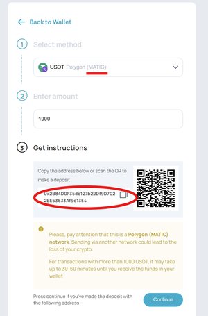 Top up your USDT balance to buy real estate tokens — 3