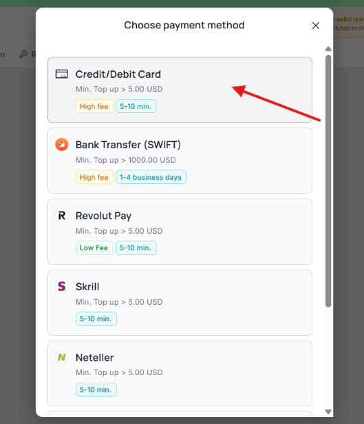 Step 2: Top up your balance — 17